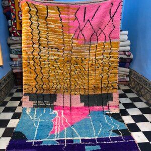 Vibrant Azilal Handmade Moroccan Rug - 9'x5' - Wool Carpet